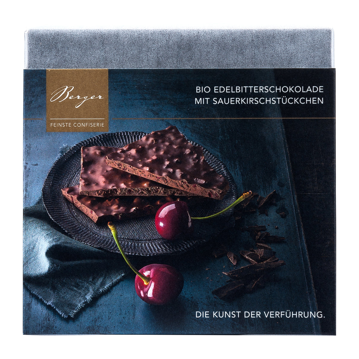 Bio Zartbitter mit Sauerkirschstückchen von Berger Confiserie