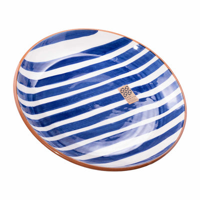 Ceramic bowl large – bold stripes blue