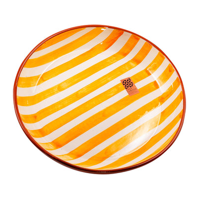 Ceramic bowl large – bold stripes tangerine