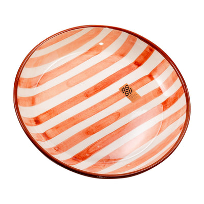 Ceramic bowl large – bold stripes terracotta