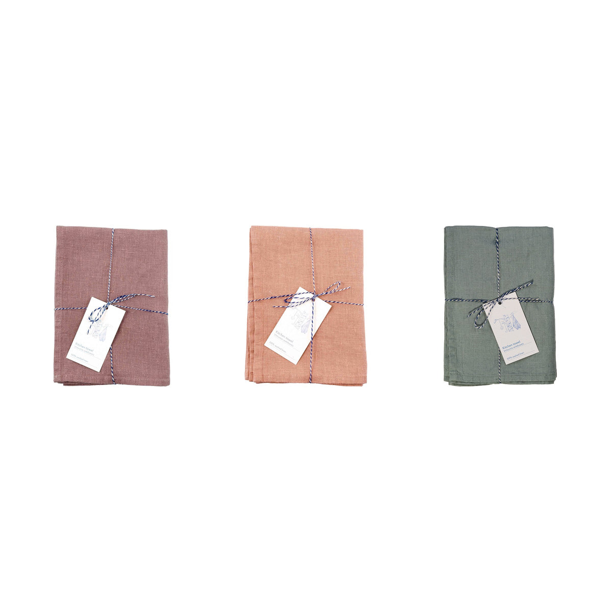 Leinen Geschirrtücher 3er-Set Aquarell – Ashes of Roses, Cafe Creme, Green Milieu