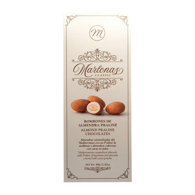 Chocolate-covered almonds in white chocolate