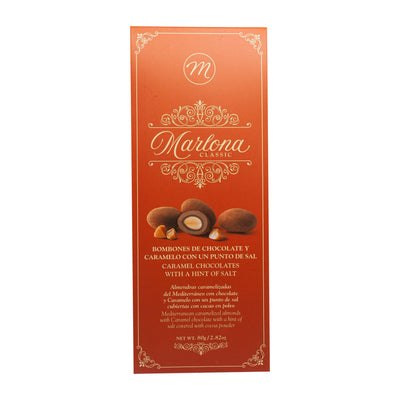 Chocolate-covered almonds with salted caramel